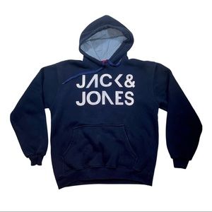 Jack & Jones Navy Blue Hoodie Sweatshirt Pullover Comfy Soft Thick